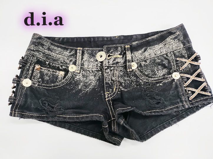d.i.a ブラックショートパンツ ☆希少☆ d.i.a. ダイヤ サイドクロス ショートパンツ ホットパンツ