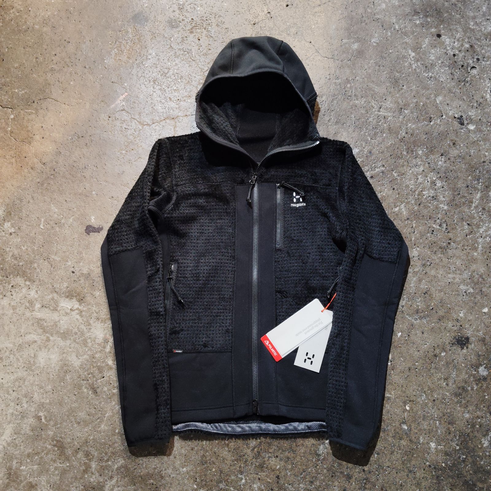 HAGLOFS Vassi Mid Hood フリースフードジャケット S タグ付き ブラック ホグロフス
