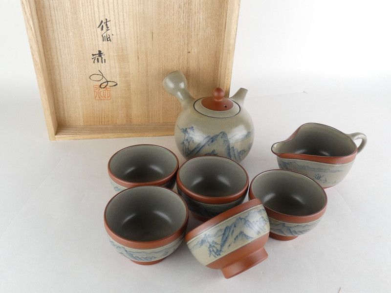 人間国宝 五代 伊藤赤水「赤水窯 茶器」共箱 保証品 茶器セット /E49