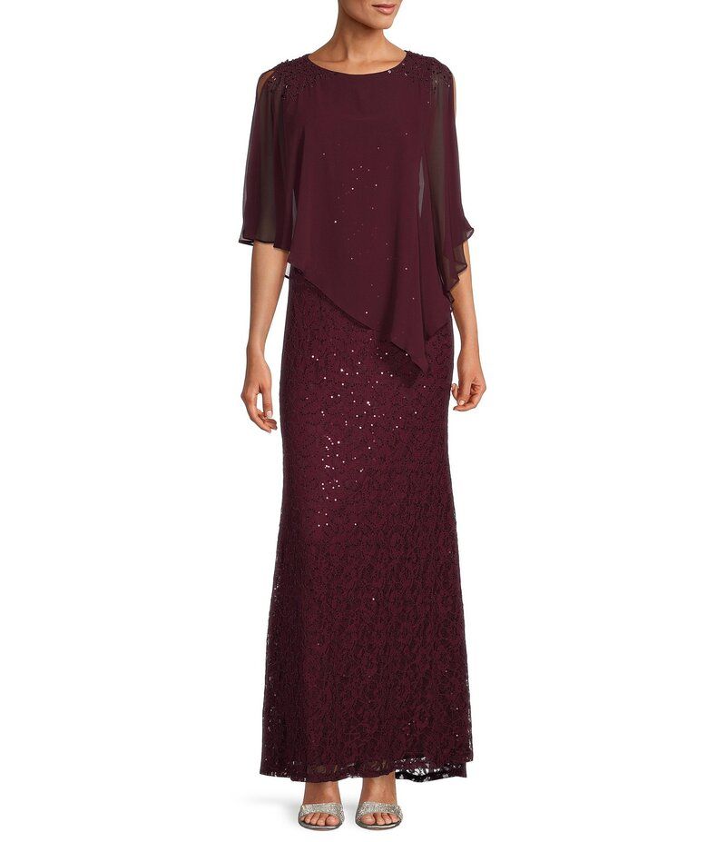 イグナイト レディース トップス ワンピース フラワー柄 スパンコール キャップ ケープ レース フラワー Ignite Evenings Short Sleeve Boat Neck Beaded 34,970円
