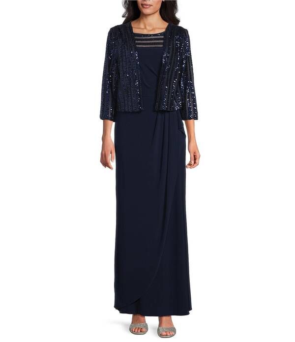 ルボ レディース トップス ワンピースパンコール ジャケット Le Bosequin ITY Round Illusioneck Long Sleeve Jacket Dress Navy ネイビー