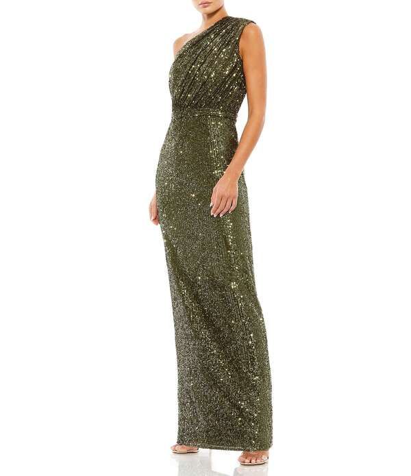 マックダガル レディース トップス ワンピース プチ ギャザー スパンコール Mac Duggal Petite Size Ruched One Shoulder Sequined Column Go