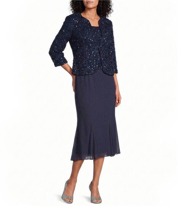 アレックスイブニングス レディース トップス ワンピース ミディ ジャケット Alex Eveningsoutache Midi 2Piece Midi Jacket Dress Navy ネイビー 44,880円