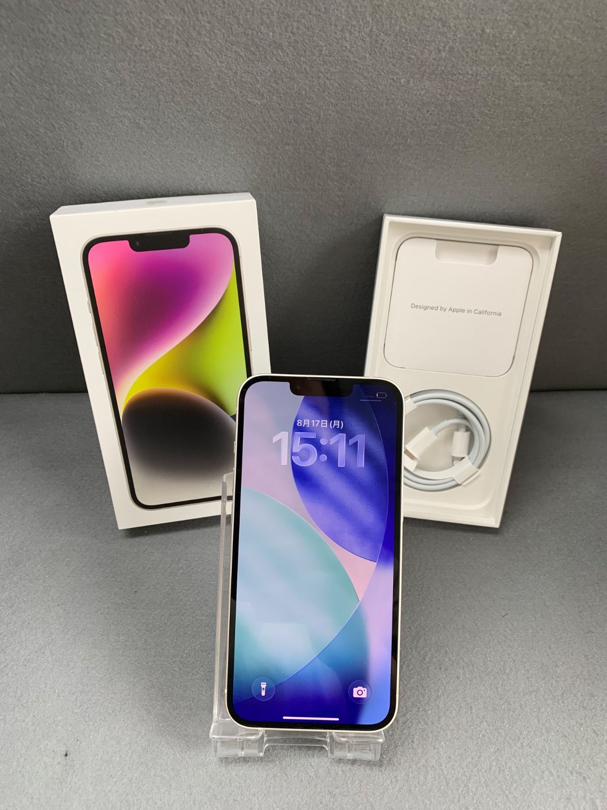 超美品 Appleストア版 SIMフリー iPhone14 256GB スターライト色