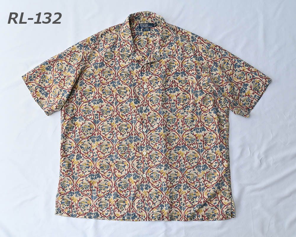 Polo by Ralph Lauren ラルフローレン CALDWELL 半袖オープンカラーシャツ ポニー無し ボタニカル総柄プリント サイズ：XL [RL-132]