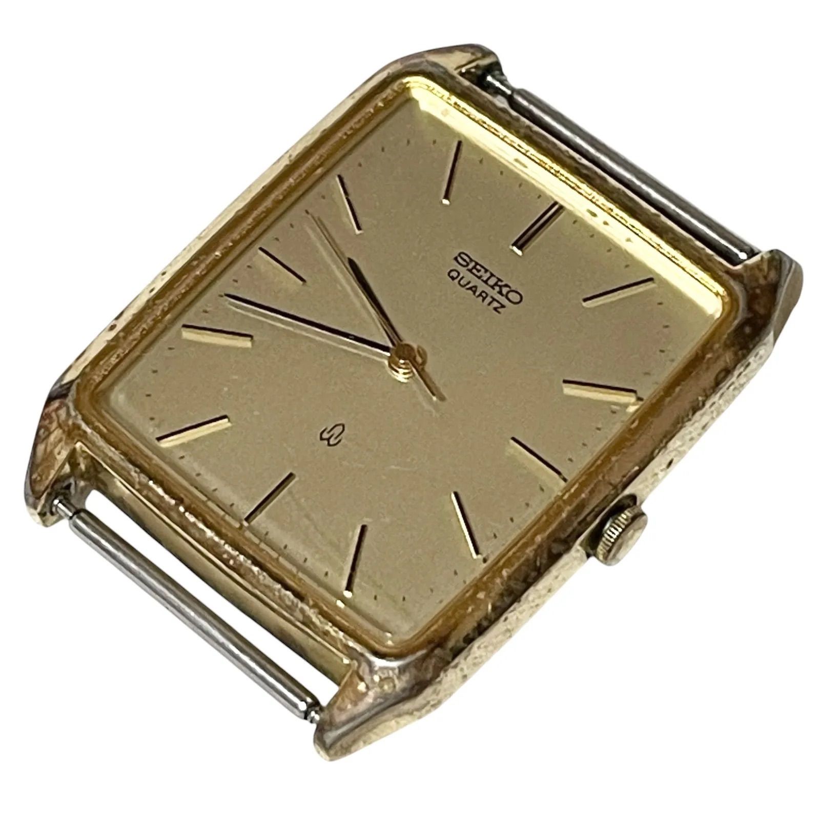 稼働/新品電池　SEIKO　セイコー　腕時計　2621-5240　シャリオ　ヴィンテージ　アンティーク　80s　レクタンギュラー　スクエア　メンズ　ゴールド文字盤　アナログ　3針【af13】
