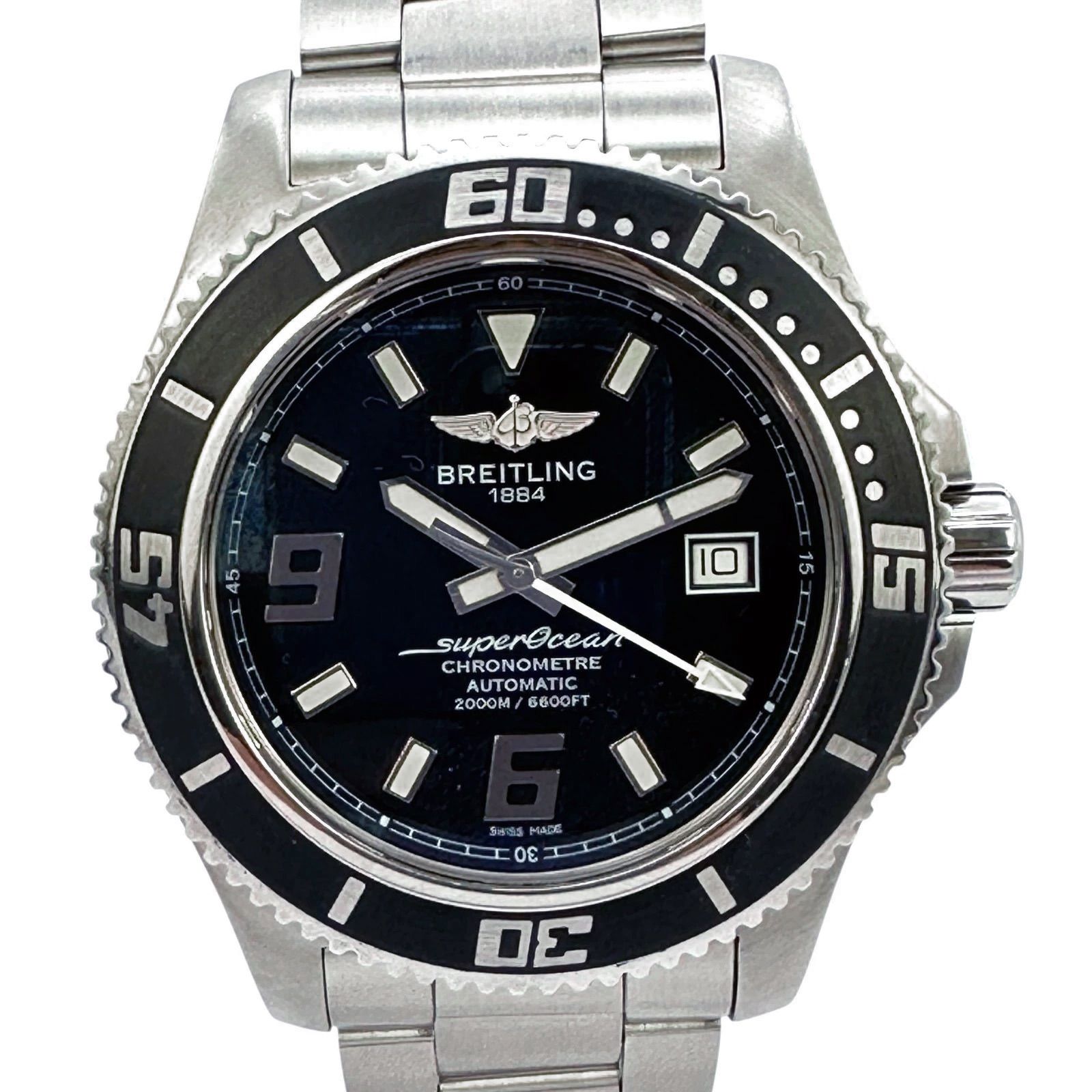 【BREITLING】 ブライトリング A17391 スーパーオーシャン ステンレススチール 黒文字盤 ブラック文字盤 44mm 自動巻き オートマ メンズ 腕時計 時計 【中古】 USED-SA 【9356】