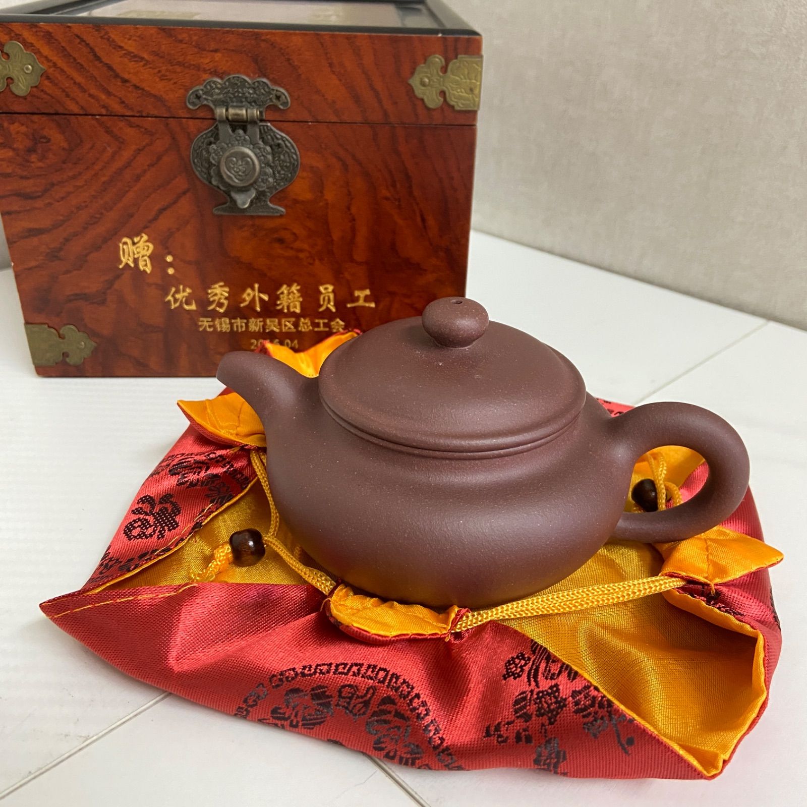 【未使用・木箱付き】高級 紫砂茶壺（中国茶器・急須）