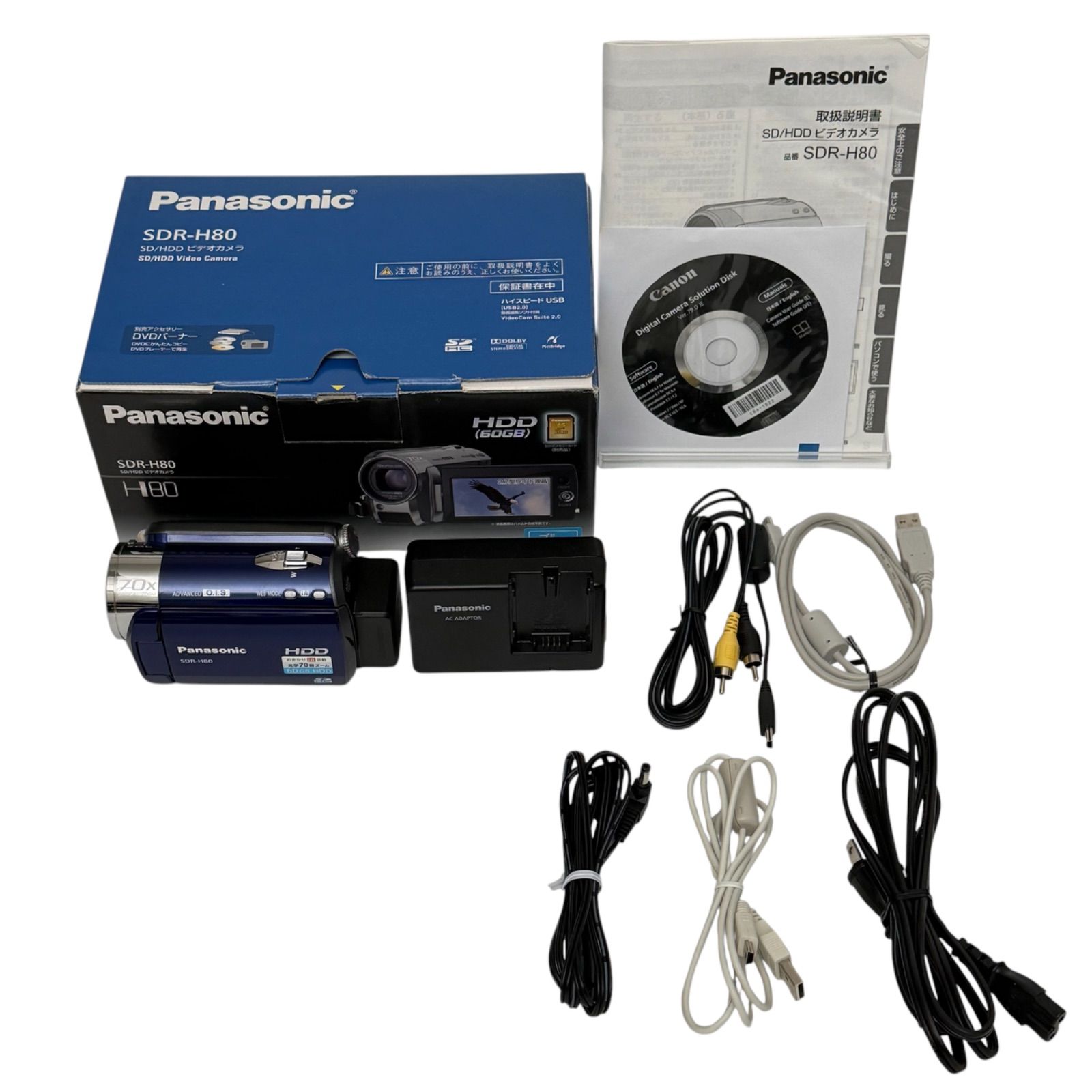 Panasonic SD/HDD Camcorder Blue SDR-H80-A Panasonic Handycam Used Operation Confirmed Immediate Shipment 0946
