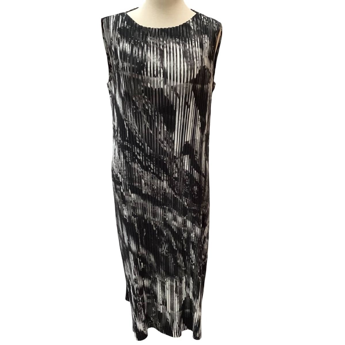 ♪♪ISSEY MIYAKE イッセイミヤケ プリーツ ワンピース SIZE 2 プリント転写 IM8FHG161 グレー