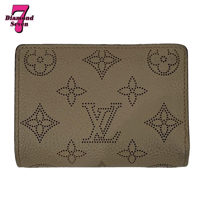 【中古】 LOUIS VUITTON ルイヴィトン ポルトフォイユ クレア マヒナ ガレ M80817 二つ折り財布 ミニ財布 レザー ブラウン ベージュ シルバー金具 パンチング