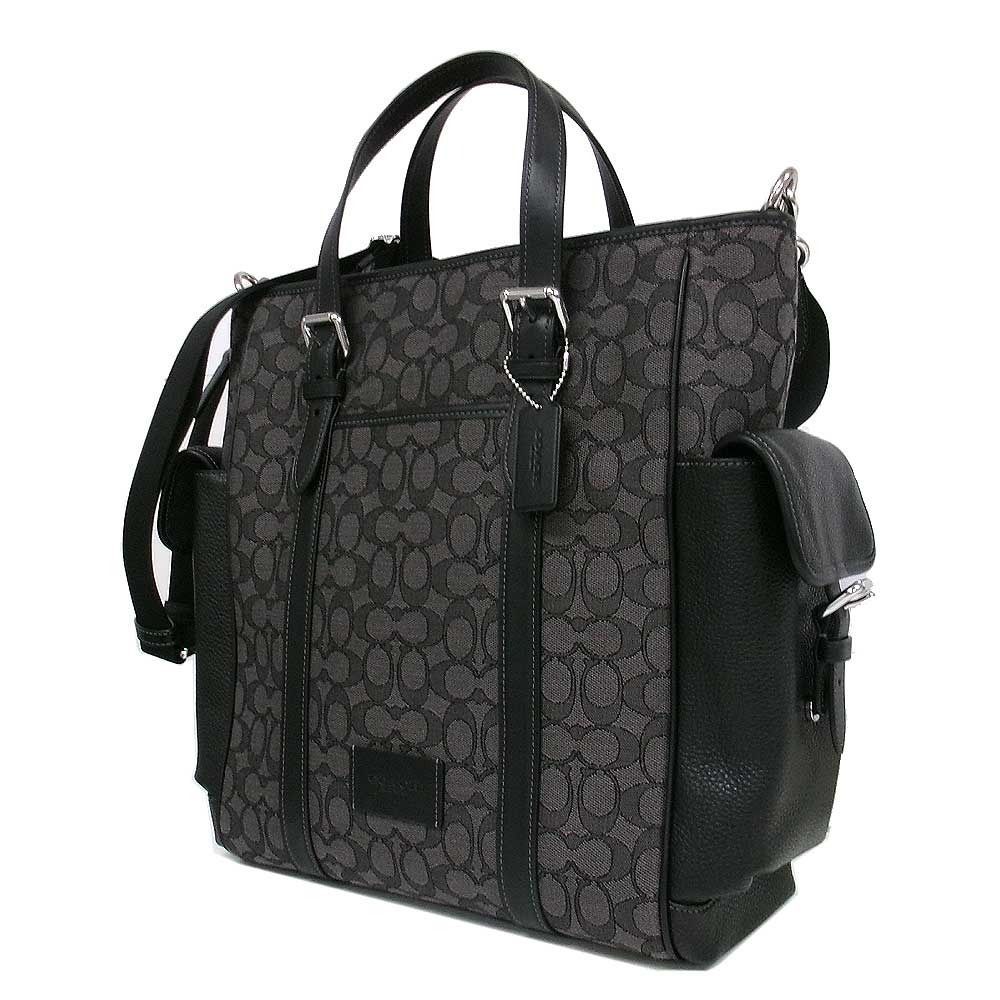 【新品】CR325 SVO1U (チャコール×ブラック) コーチ バッグ トートバッグ COACH SPRINT TOTE スプリングトート シグネチャー ジャカード 2WAY 斜めがけ A4対応 アウトレット メンズ 送料無料