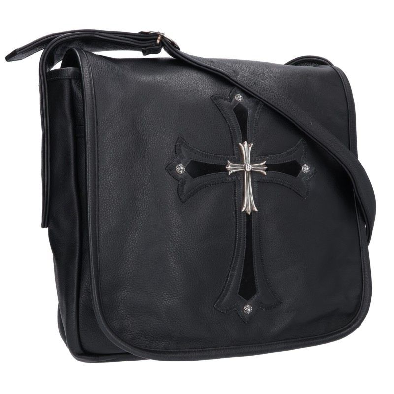 クロムハーツ BAG-MAIL/メールバッグ ラージクロス装飾レザーショルダーバッグ メンズ