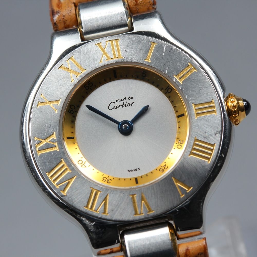 稼働品】 Cartier マスト 21 1340 シルバー シルバー 純正ブレス