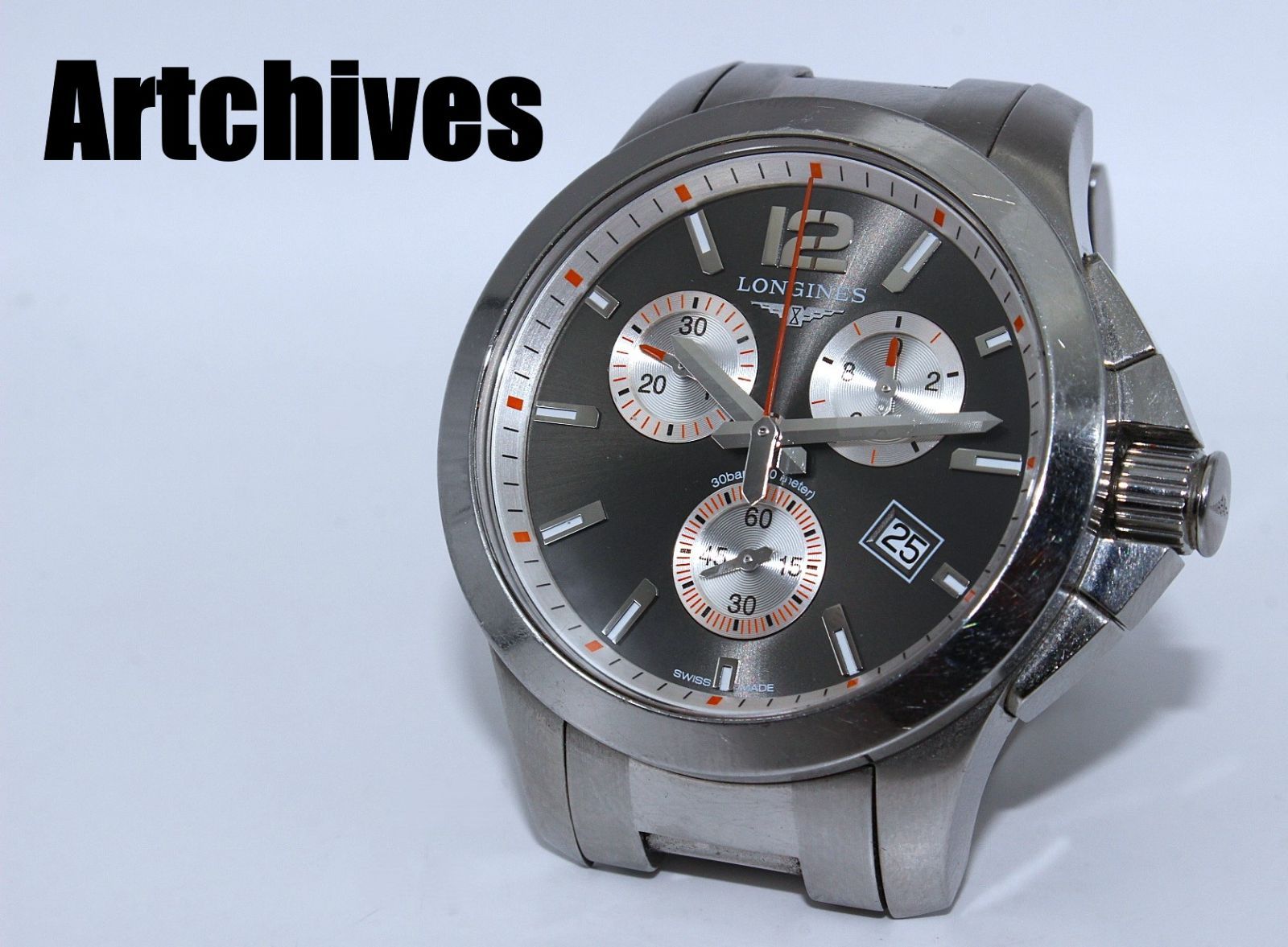 『VRW-2115』☆時計☆LONGINES (ロンジン)☆L3.379.4☆コンクエスト クロノグラフ☆GR文字盤 メンズ クォーツ 腕時計 稼働品☆