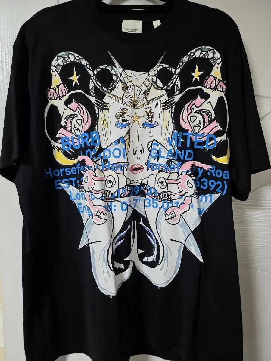 バーバリー 半袖Tシャツ ブラック プリンティング
