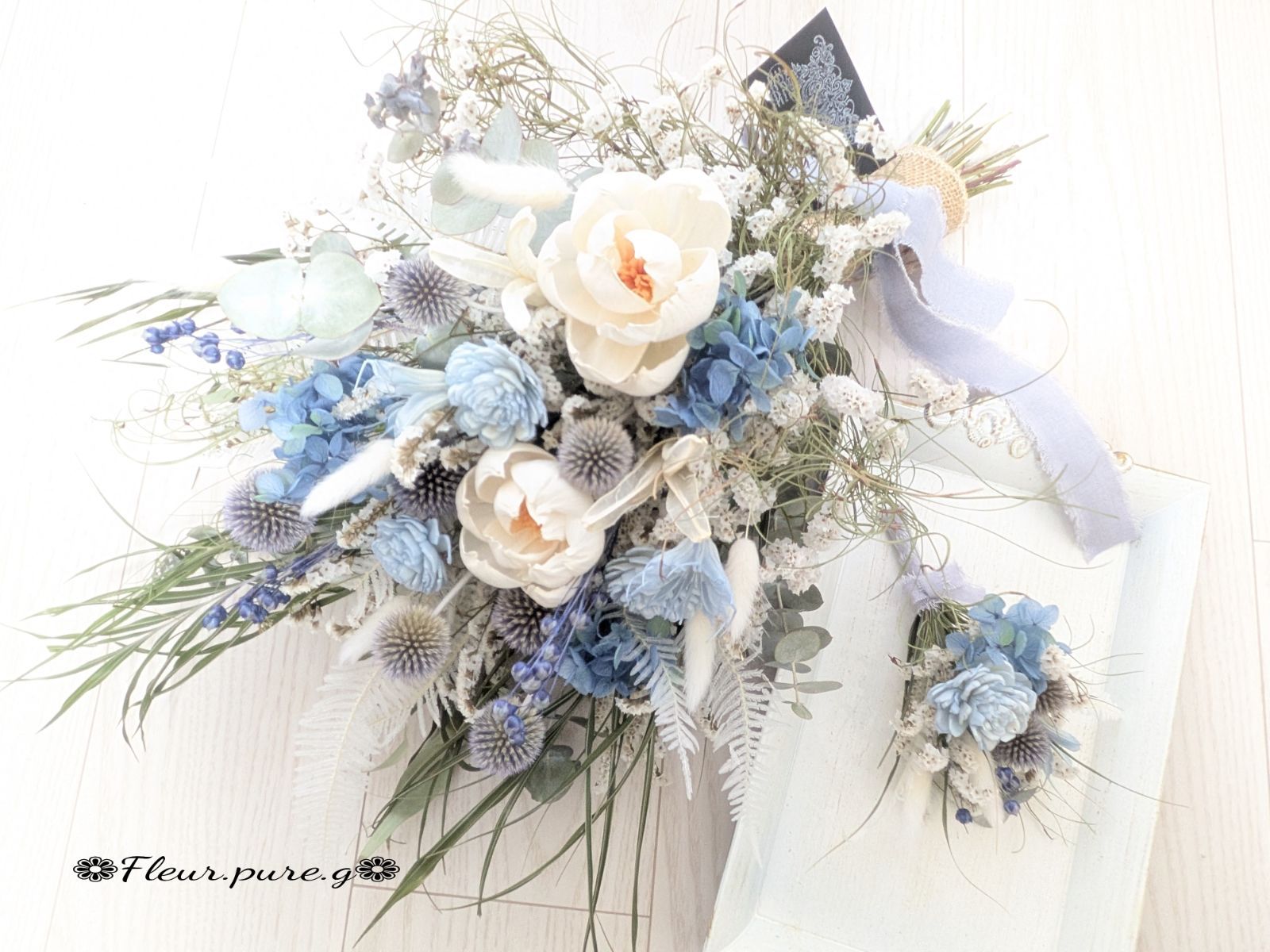 ✿爽やかな淡色ブルー&ホワイトのブーケ✿前撮り✱結婚式 