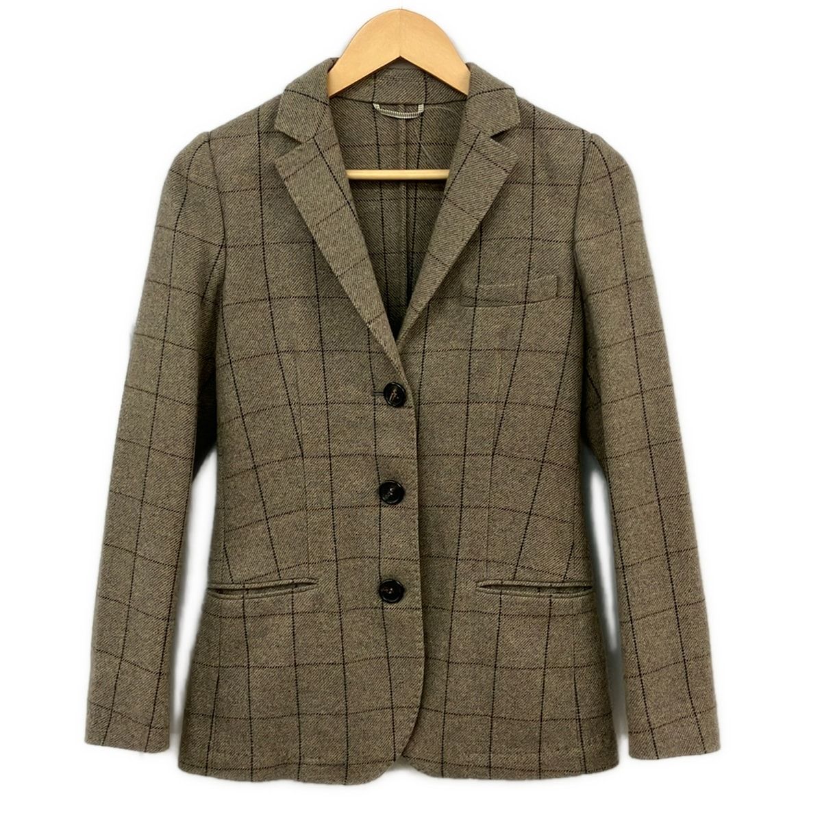 ETRO(エトロ) ジャケット サイズ40 M レディース美品 - ベージュ×グレー×マルチ 長袖/カシミヤ/チェック柄/春/秋