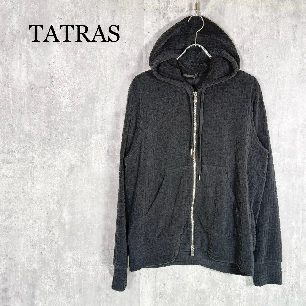 TATRAS』タトラス(2)パイルジャガード ジップアップパーカー ブラック 
