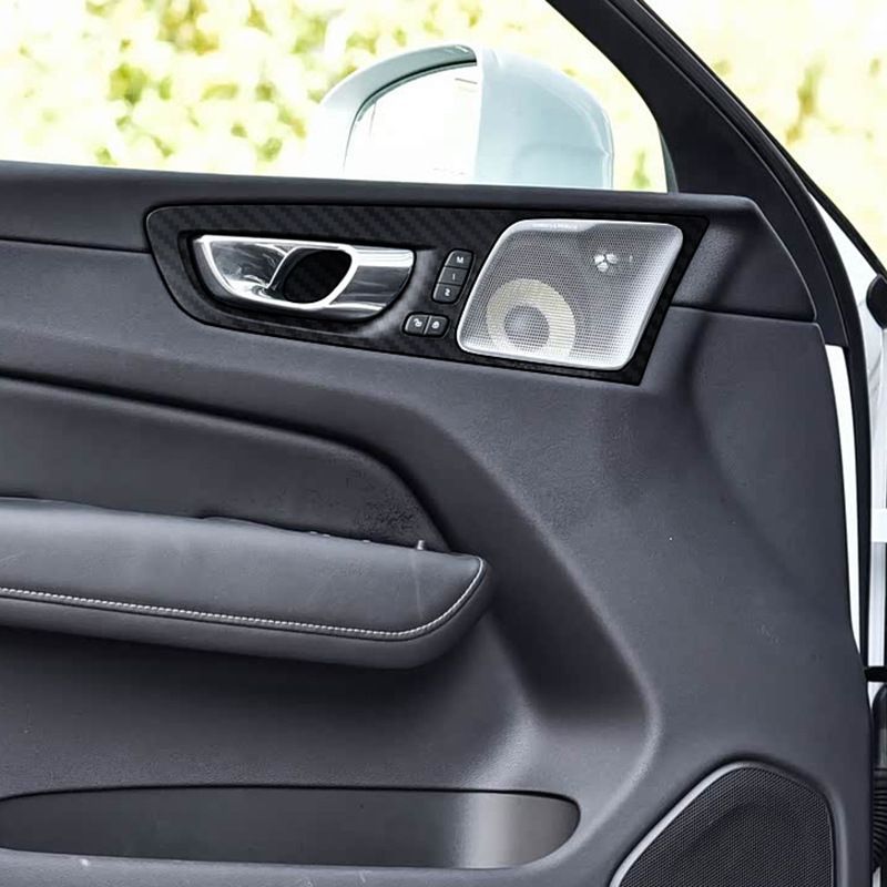 ボルボ Volvo XC60 2018-2024 インナードアハンドル ガーニッシュ ドアハンドルボウルカバー 4点セット カーボン調 ABS樹脂 3M両面テープ貼り付け式 傷防止 内装保護 ドレスアップ