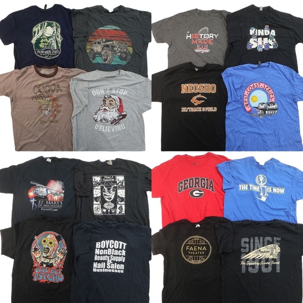 古着卸 まとめ売り プリント Tシャツ 16枚セット ( メンズ XL ) アニマル カレッジ風ロゴ アーチロゴ プロチーム NFL キャラクター NG2164