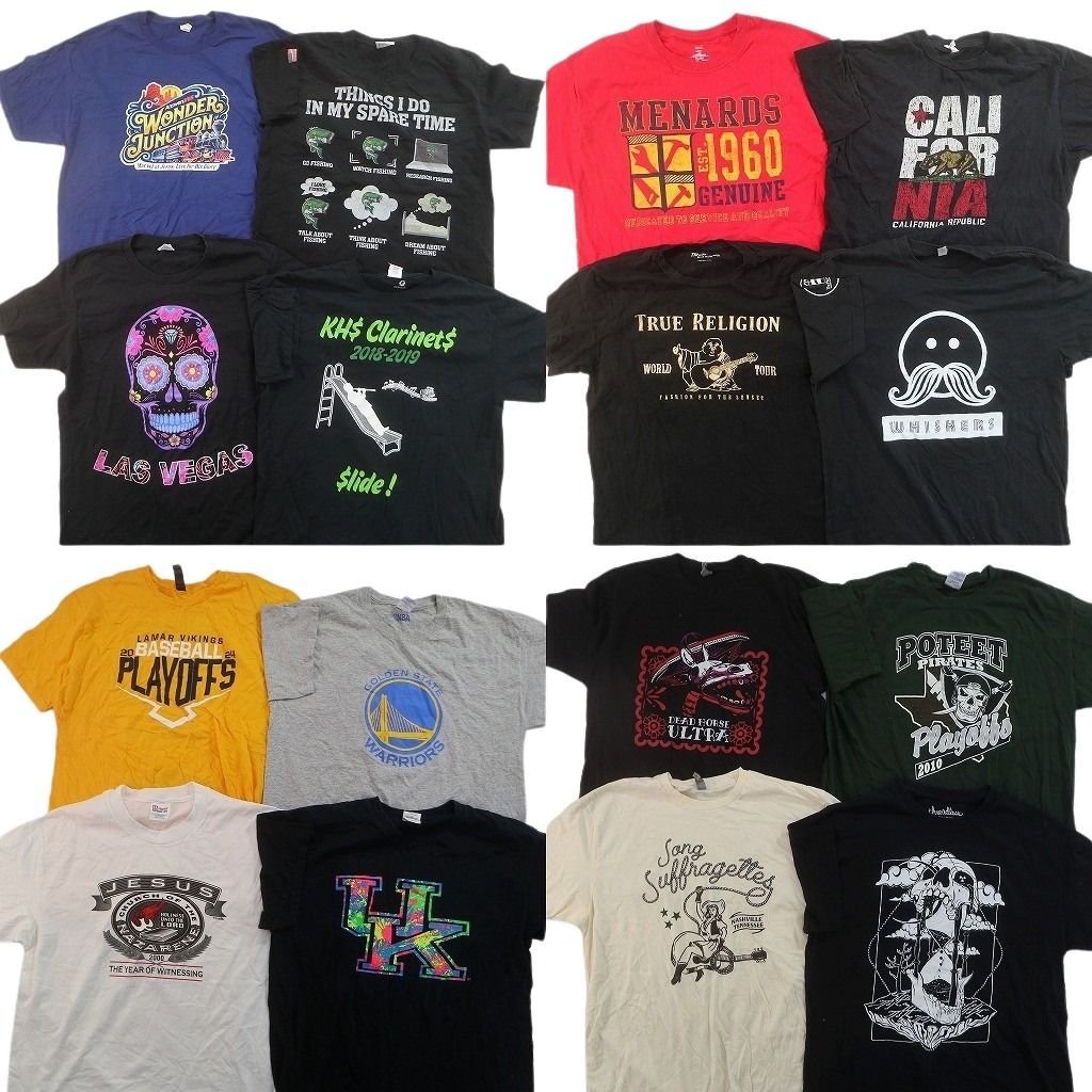古着卸 まとめ売り プリント Tシャツ 16枚セット ( メンズ L ) アニマル スカル キャラクター カレッジ風ロゴ アーチロゴ 古着 NG2169