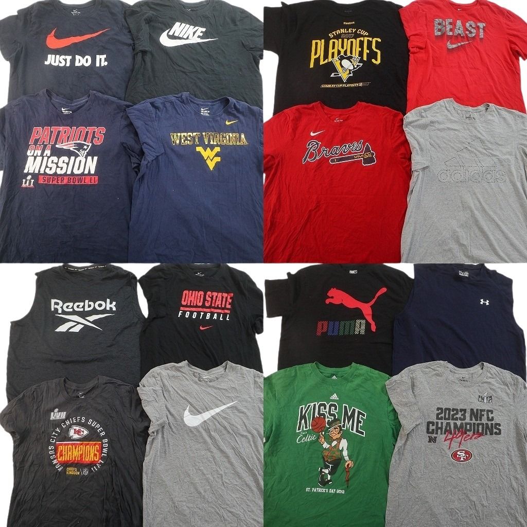 古着卸 まとめ売り ブランドMIX Tシャツ 16枚セット ( メンズ XL ) NIKE アディダス プーマ アンダーアーマー 中古 古着 NG2222