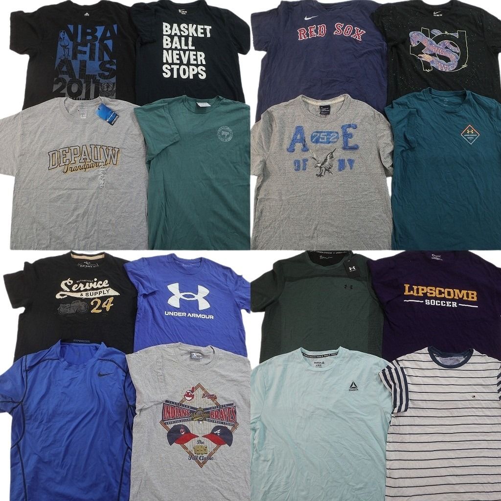 古着卸 まとめ売り ブランドMIX Tシャツ 16枚セット ( メンズ L ) チャンピオン アンダーアーマー アディダス NIKE 中古 古着 NG2225