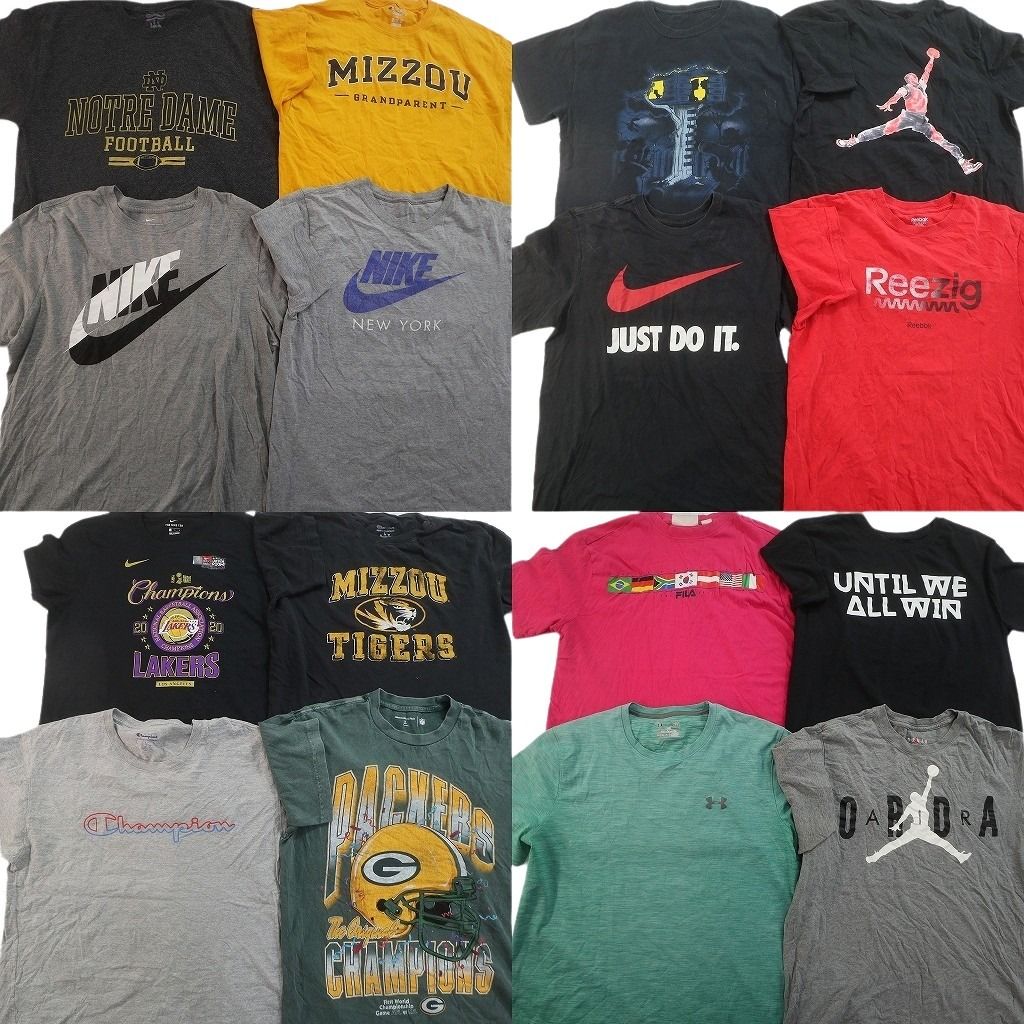 古着卸 まとめ売り ブランドMIX Tシャツ 16枚セット ( メンズ L ) ジョーダン チャンピオン リーボック NIKE 中古 古着 NG2227