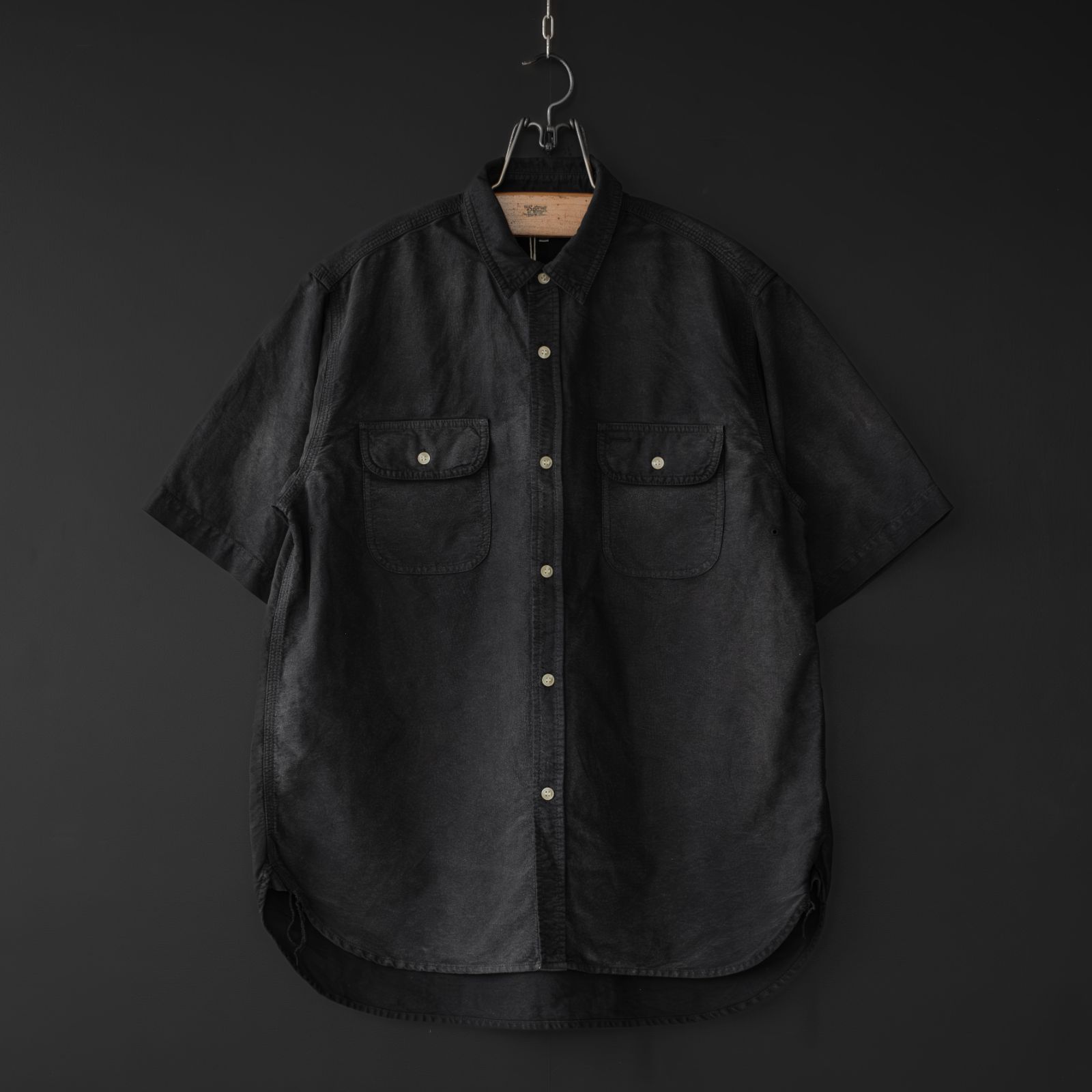 [SALE] 新品 【Universal Style Wear】 puckering ox s/s shirt (black) | ユニバーサルスタイルウェア USW オックス 半袖 シャツ ブラック 黒 フェード 662314