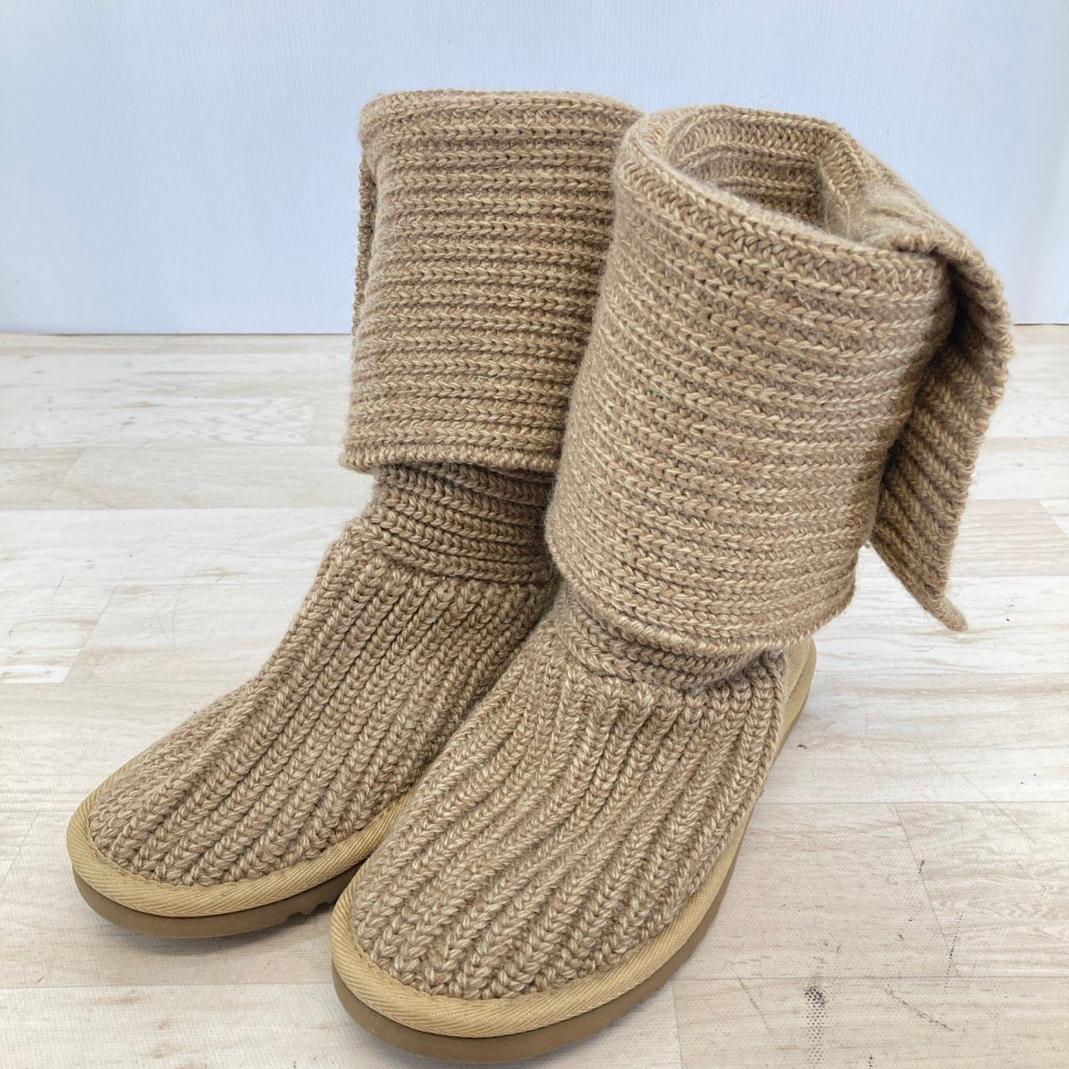 Good Condition UGG Australia Knit Boots/Mouton Boots Women's 22cm Beige S/N 5819 US5/UK3.5/EU36 [ON01982]