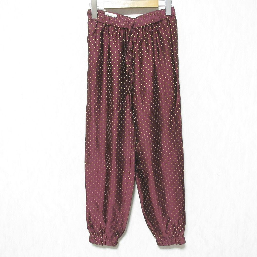 美品 Dries Van Noten ドリスヴァンノッテン ドットエンブロイダリー イージー ジョガーパンツ サイズ34 ボルドー レディース 古着 中古 USED