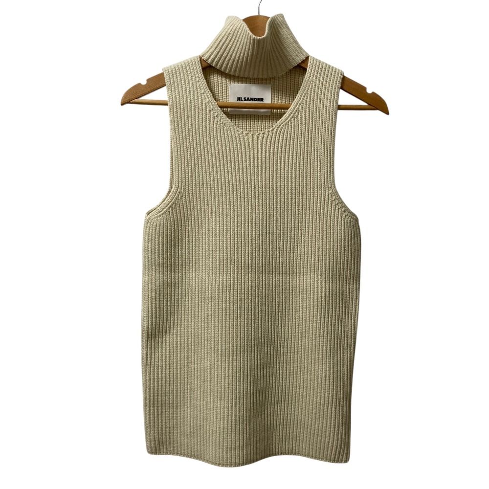 新品同様 23SS JIL SANDER ジルサンダー Knit Top ノースリーブニット ベスト J03NL0103 サイズ34 アイボリー レディース 古着 中古 USED