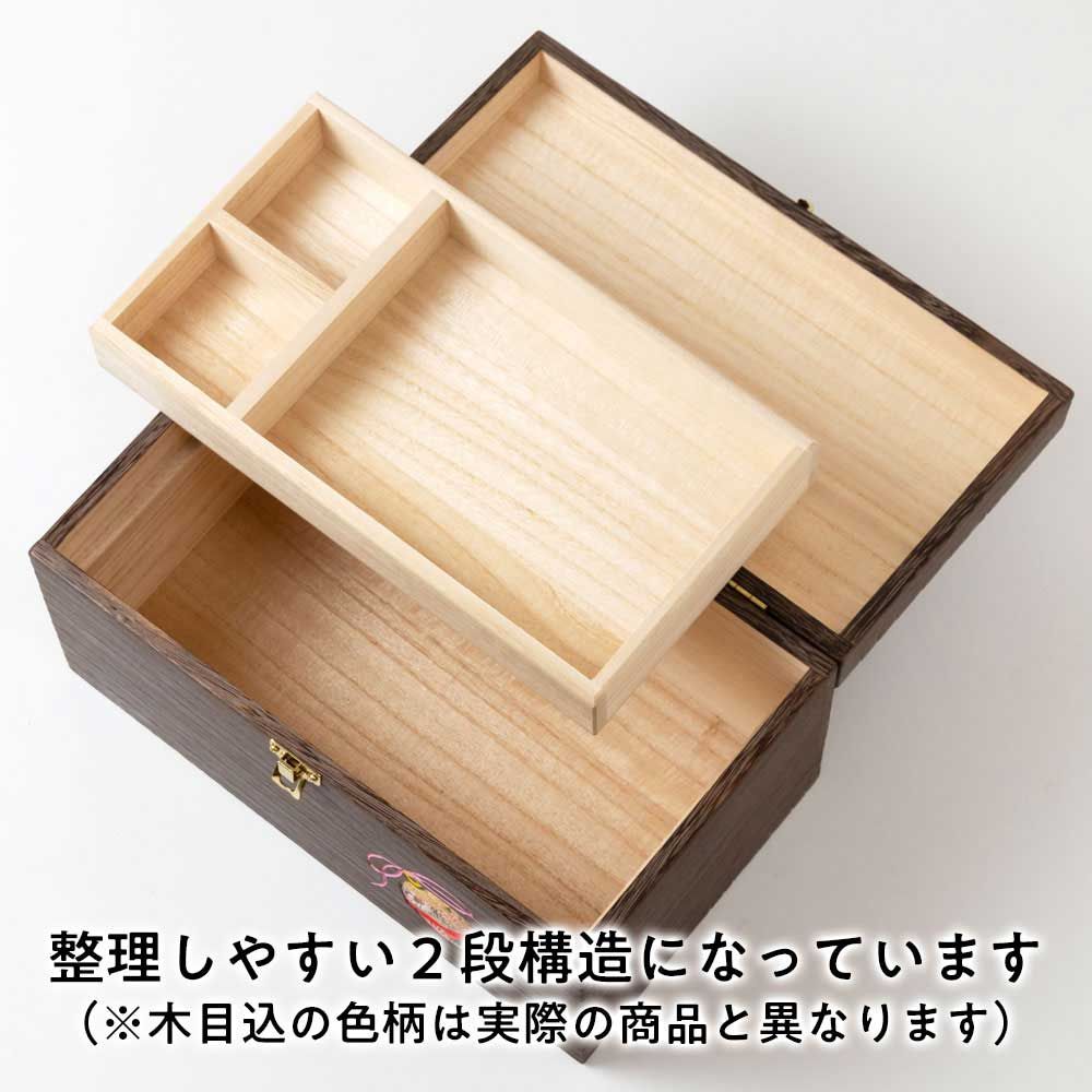 箱長 ソーイングボックス 大 鈴 裁縫箱 木目込細工 桐製 時代仕上 桐工芸品 日本製
