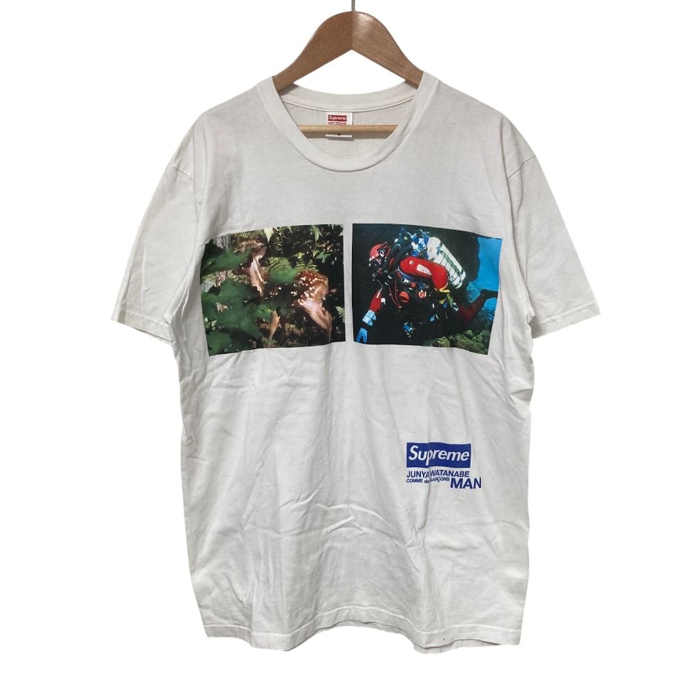 美品 Supreme シュプリーム ジュンヤワタナベマン コムデギャルソン コラボ Nature Tee 半袖 Tシャツ カットソー Ｍ ホワイト メンズ 古着 中古 USED