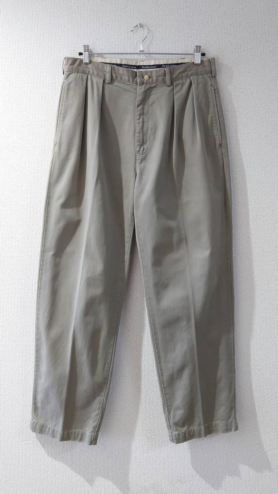 90’s Polo Ralph Lauren “ANDREW PANT” Double-pleated Chinos Khaki W34 L30