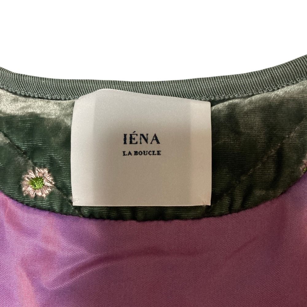 美品 IENA LA BOUCLE イエナ ラ ブークル ベロア刺繍キルティングコート 22020914132030 カーキ レディース 古着 中古 USED