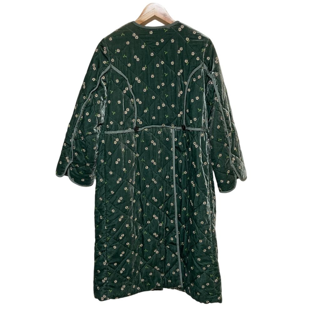美品 IENA LA BOUCLE イエナ ラ ブークル ベロア刺繍キルティングコート 22020914132030 カーキ レディース 古着 中古 USED