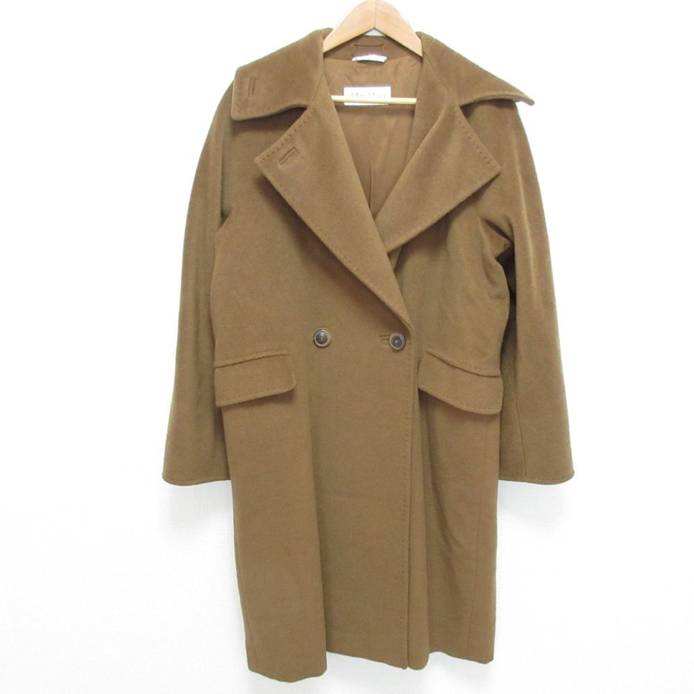 良品 Max Mara マックスマーラ ウールカシミヤ ダブルブレストコート サイズ40 キャメル レディース 古着 中古 USED