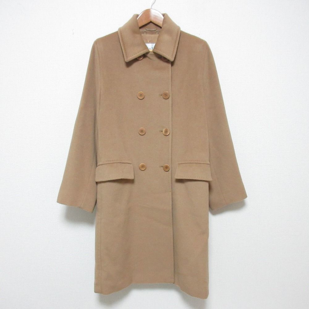 良品 Max Mara マックスマーラ ウールカシミヤ ステンカラーコート サイズ40 ベージュ レディース 古着 中古 USED