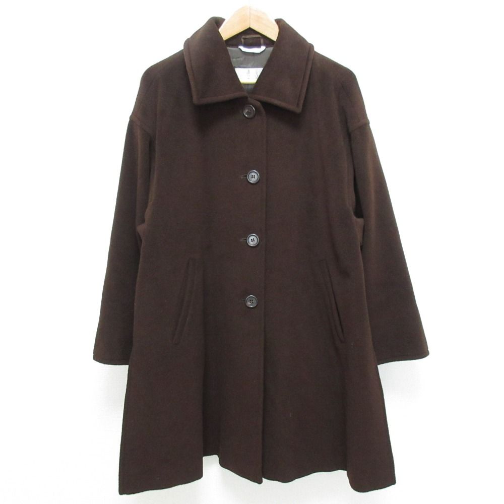 良品 MAXMARA マックスマーラ ウール ステンカラーコート オーバーコート サイズ38 ブラウン レディース 古着 中古 USED