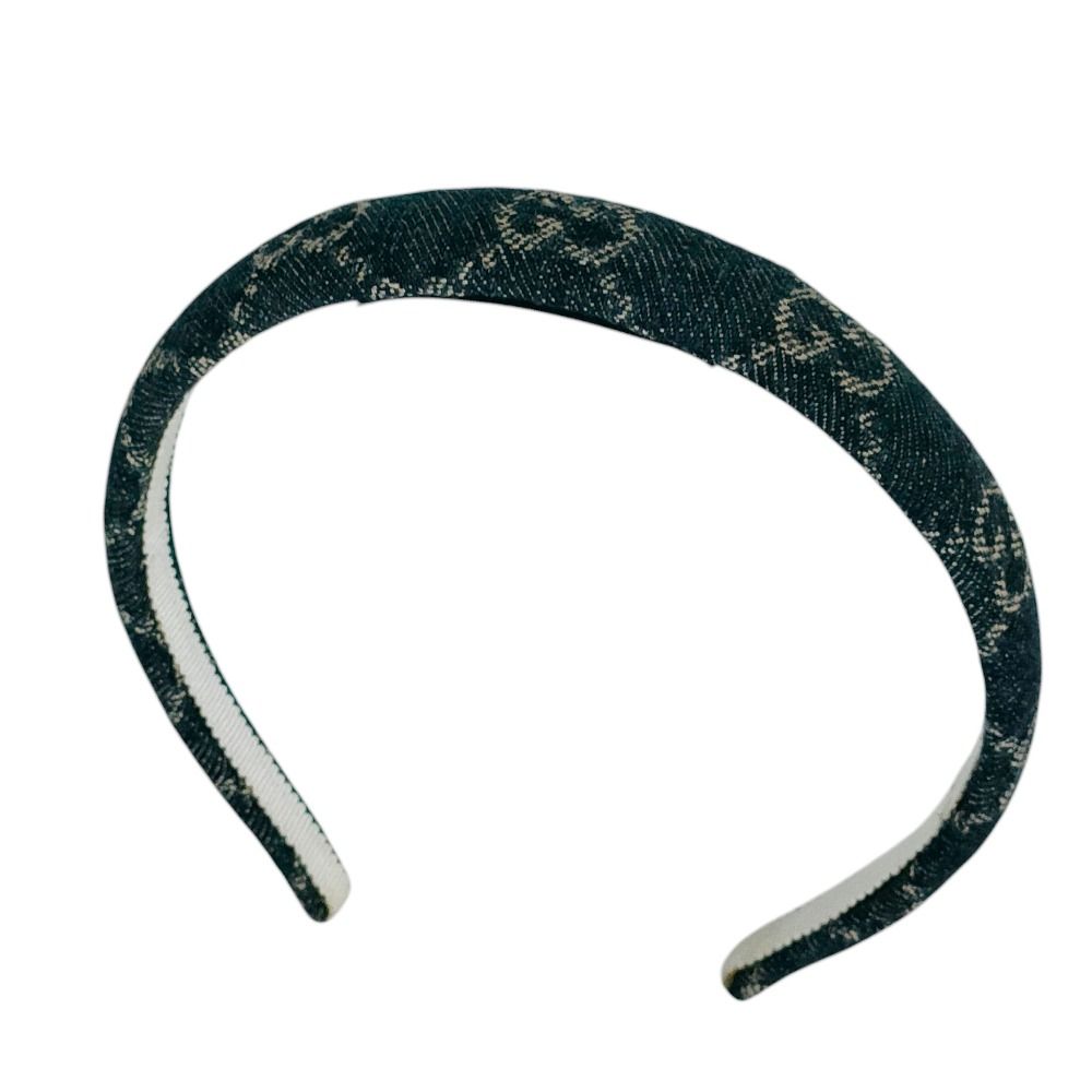 美品 GUCCI グッチ GG柄 ジャガード デニム カチューシャ ヘアアクセサリー インディゴ レディース 古着 中古 USED