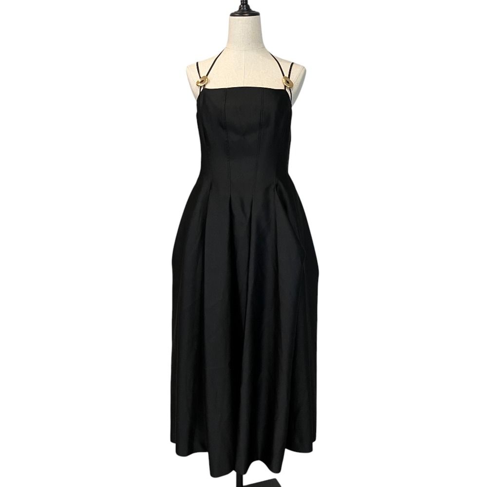 未使用 STINE GOYA スティーヌゴヤ Double Strap High-Volume Dress ハイボリューム ドレス キャミワンピース 2349 サイズM ブラック レディース 古着 中古 USED
