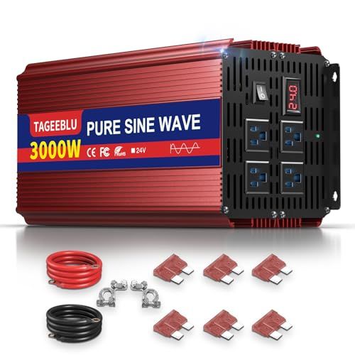 ★新品★3000W 24v インバーター 正弦波, 24V DCから100V AC 車 インバーター、60Hz切替可能、防災 車中泊 自動車 船 キャンピングカー用 非常用電源用 | 4つのACコンセントとLCDディスプレイを備えた車用インバ 99ffa26b 25,884円