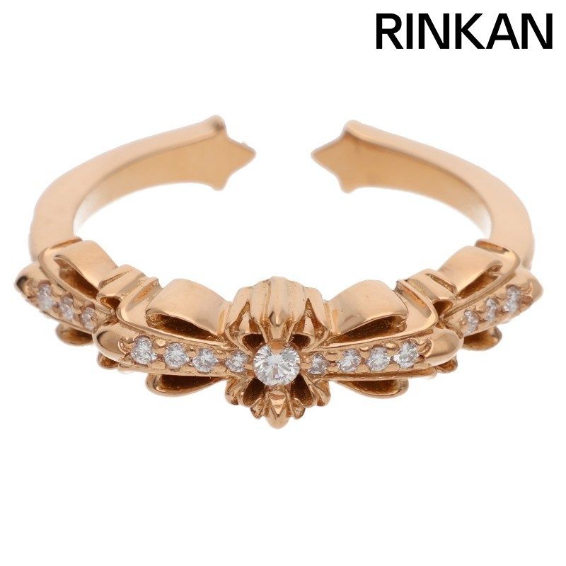 Chrome Hearts 22K BABY CLSC P/D/BABY CLASSIC DOUBLE FLORAL PAVE DIAMOND/GOLD RING MEN'S NO.19
