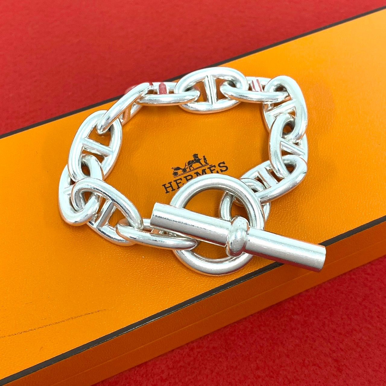 極 美品 箱付 HERMES エルメス シェーヌダンクル TGM 11コマ