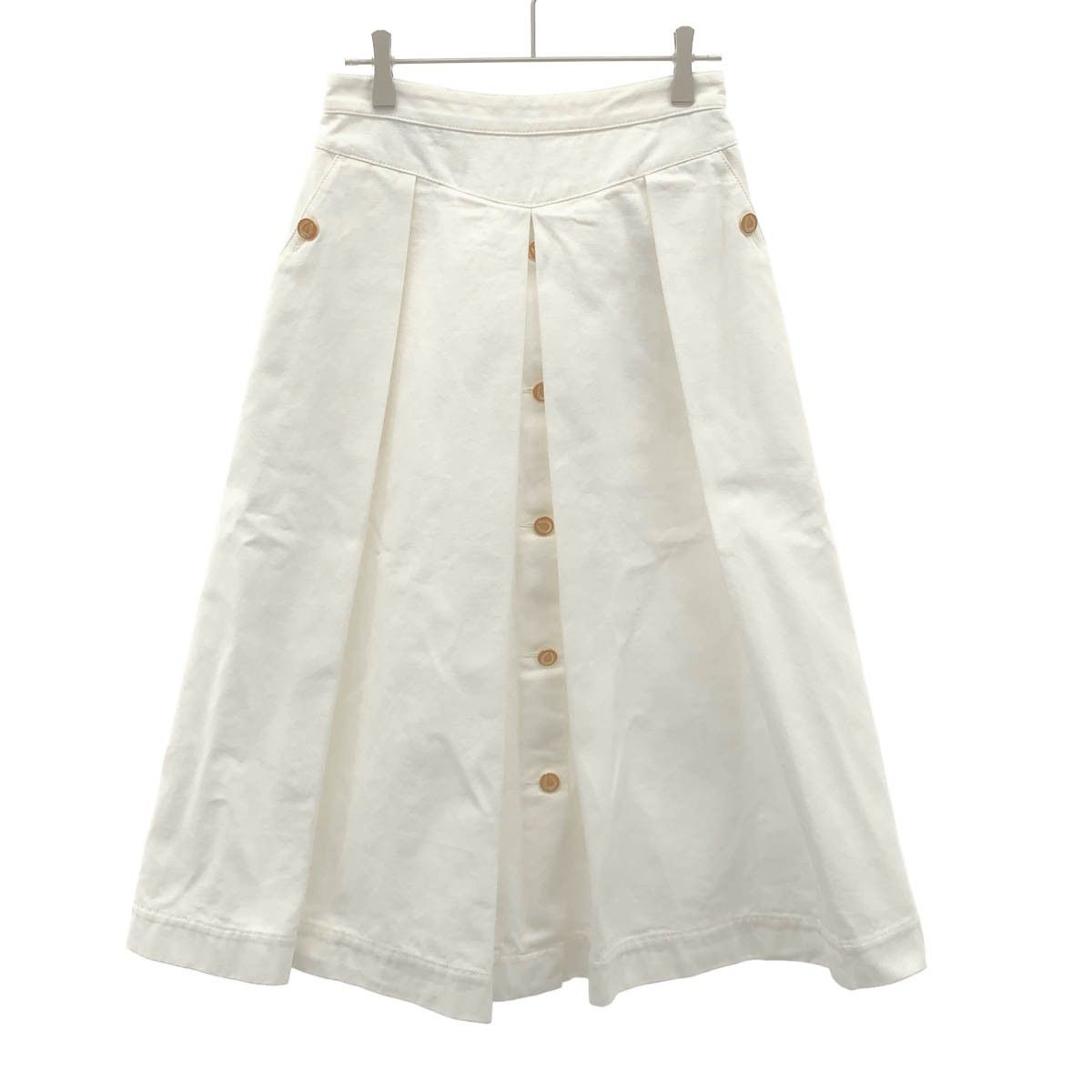 GUCCI グッチ コットンキャンバス プリーツミディスカート 708845 XDB7J ホワイト 38