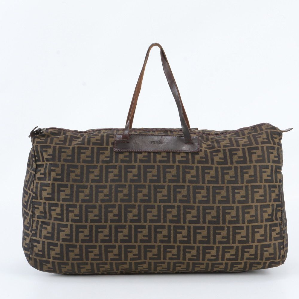 美品 フェンディ FF ズッカ 15418 レザー ボストン バッグ 出張 旅行 トート トラベル メンズ WIE EN16-2【中古】