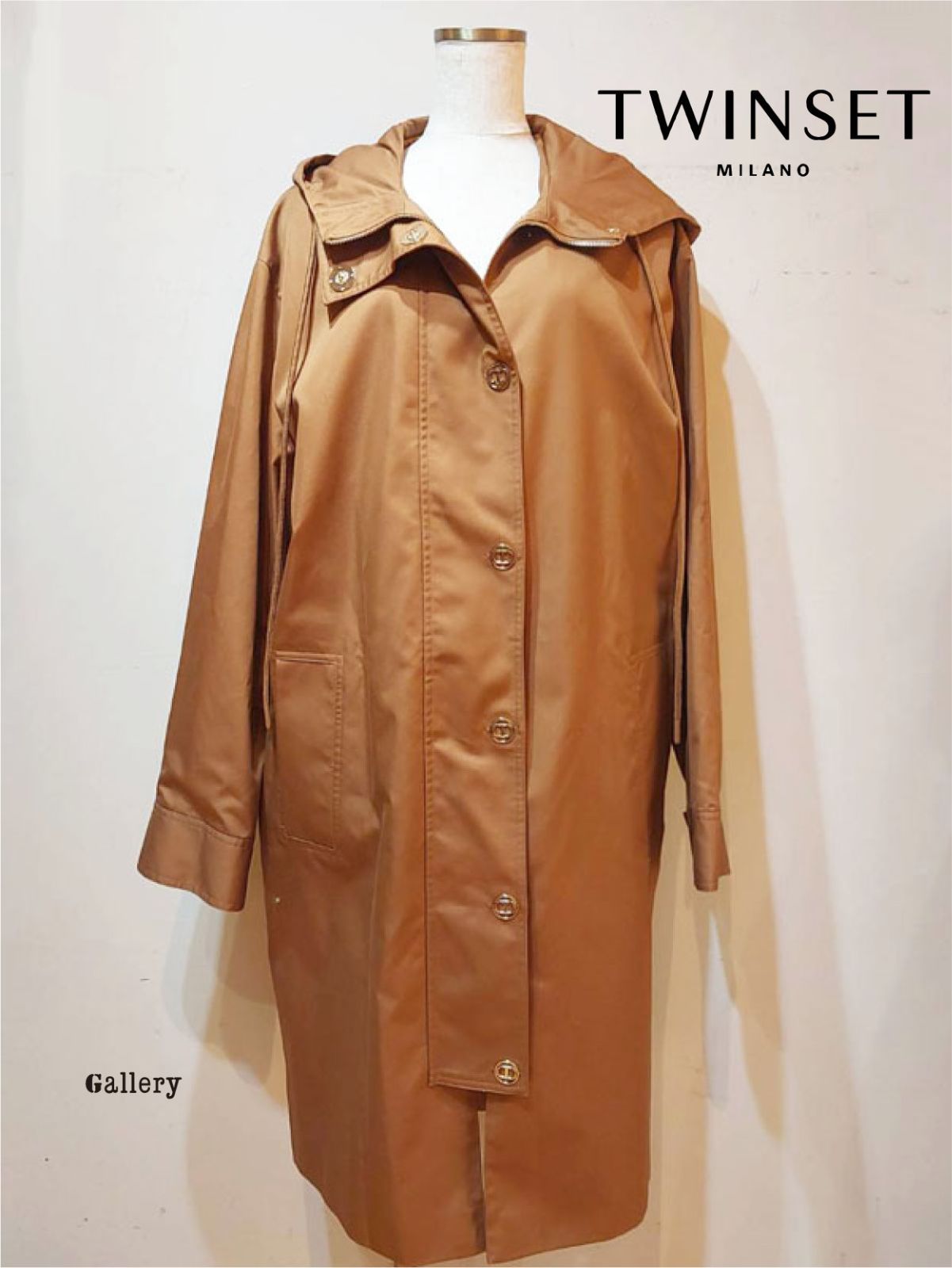 【未使用・新品】【公式正規取扱い】TWINSET(ツインセット) ライトコート ロングジャンパー アウター ブラウン インポート 69,300円