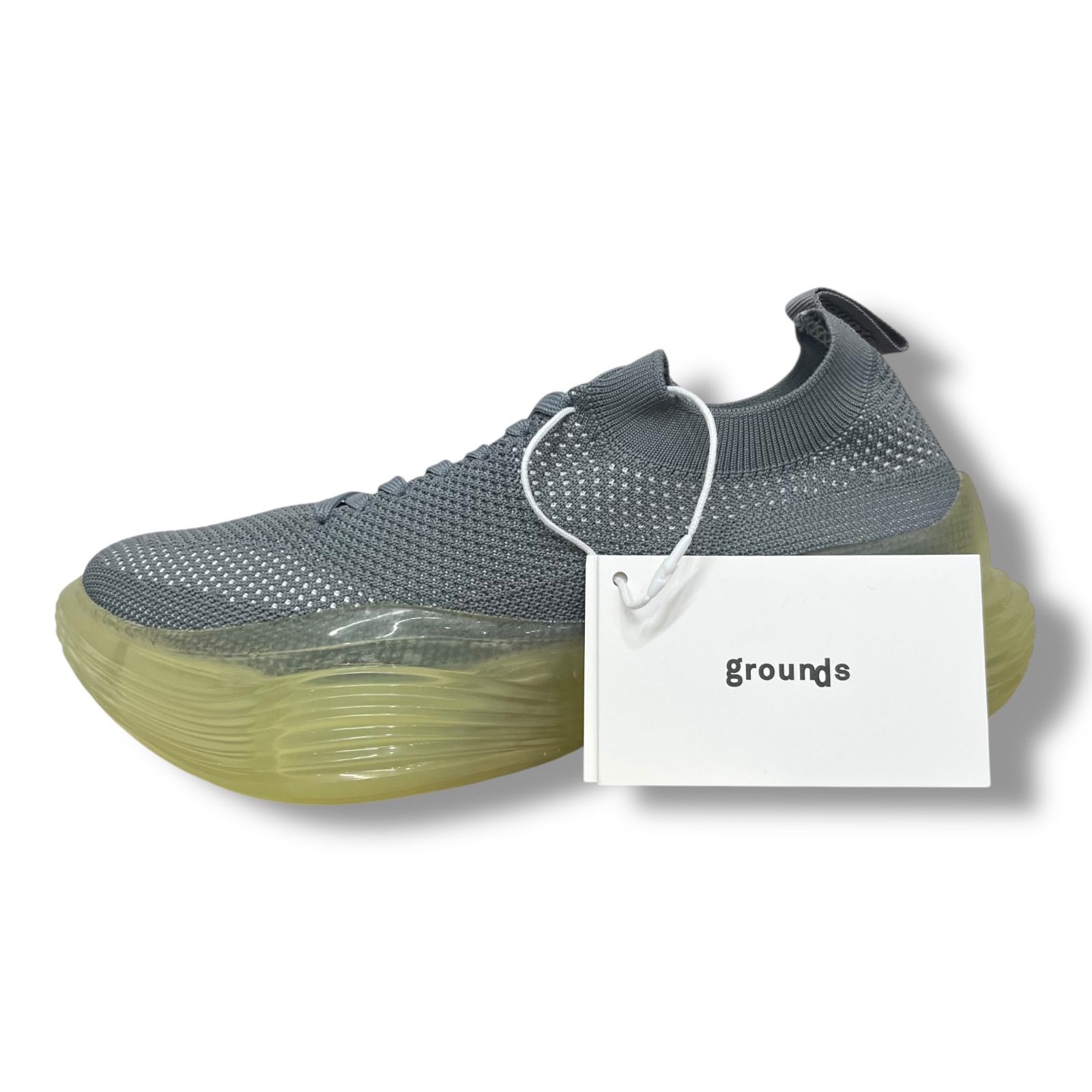 未使用 grounds INTERSTELLAR インターステラー ニットスニーカー 厚底 グラウンズ グレー 25.5cm （95096A）
